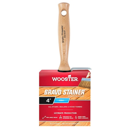 Wooster 4" Block White China/Polyester Bristle, Paint Brush, Wood Handle 0F51190040